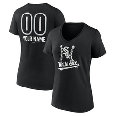 Chicago White Sox Women's Personalized Name & Number Fastball V-Neck T-Shirt Black