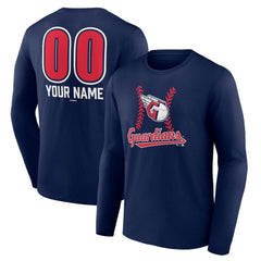 Cleveland Guardians Personalized Name & Number Fastball Long Sleeve T-Shirt Navy