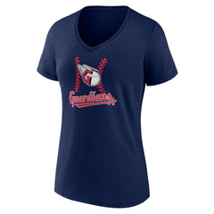 Cleveland Guardians Women's Personalized Name & Number Fastball V-Neck T-Shirt Navy