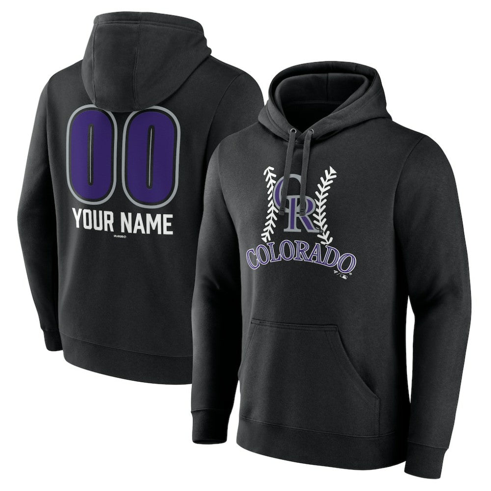 Colorado Rockies Personalized Name & Number Fastball Pullover Hoodie Black