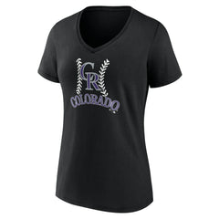 Colorado Rockies Women's Personalized Name & Number Fastball V-Neck T-Shirt Black