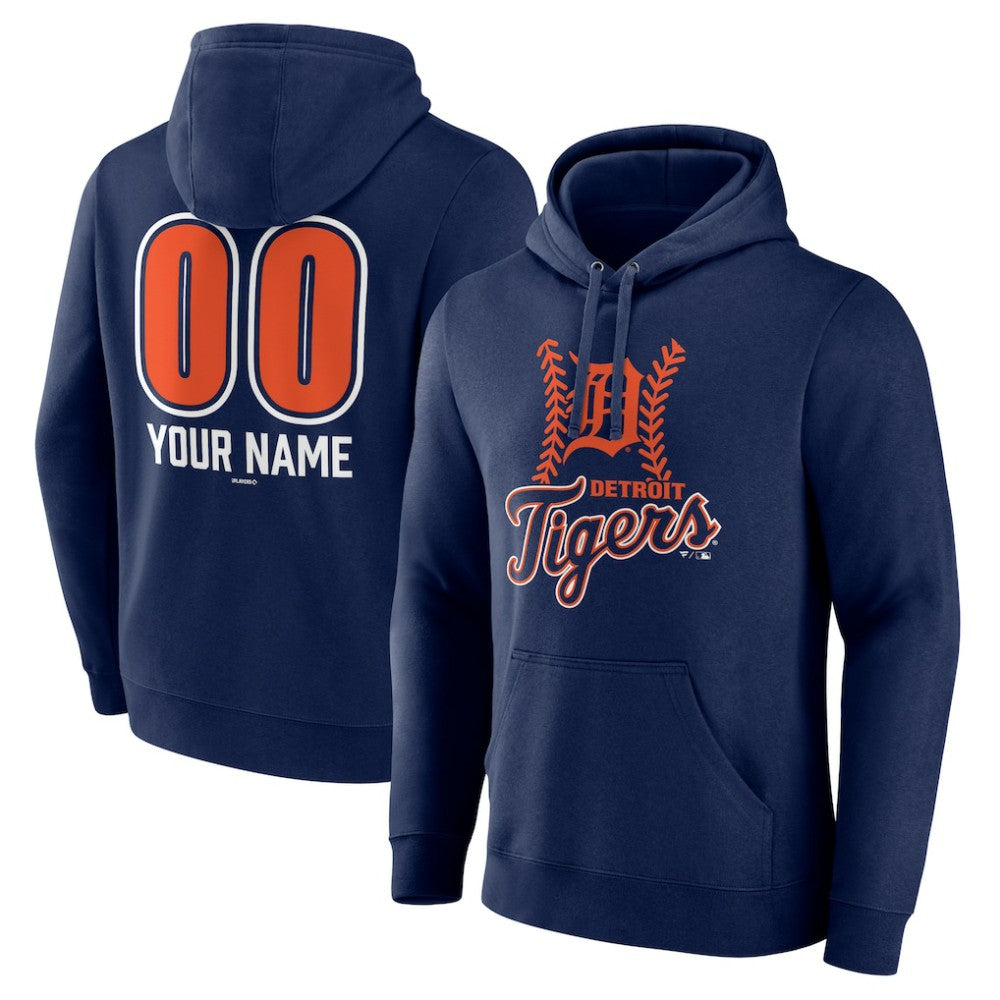 Detroit Tigers Personalized Name & Number Fastball Pullover Hoodie Navy