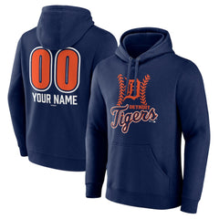 Detroit Tigers Personalized Name & Number Fastball Pullover Hoodie Navy