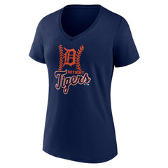 Detroit Tigers Women's Personalized Name & Number Fastball V-Neck T-Shirt Navy