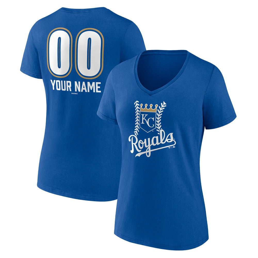 Kansas City Royals Women's Personalized Name & Number Fastball V-Neck T-Shirt Royal