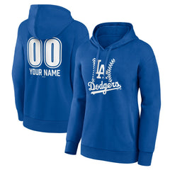 Los Angeles Dodgers Women's Personalized Name & Number Fastball Pullover Hoodie Royal