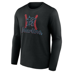 Miami Marlins Personalized Name & Number Fastball Long Sleeve T-Shirt Black