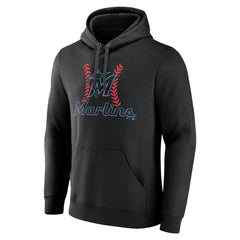 Miami Marlins Personalized Name & Number Fastball Pullover Hoodie Black