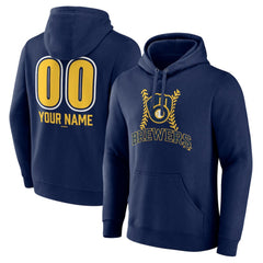 Milwaukee Brewers Personalized Name & Number Fastball Pullover Hoodie Navy