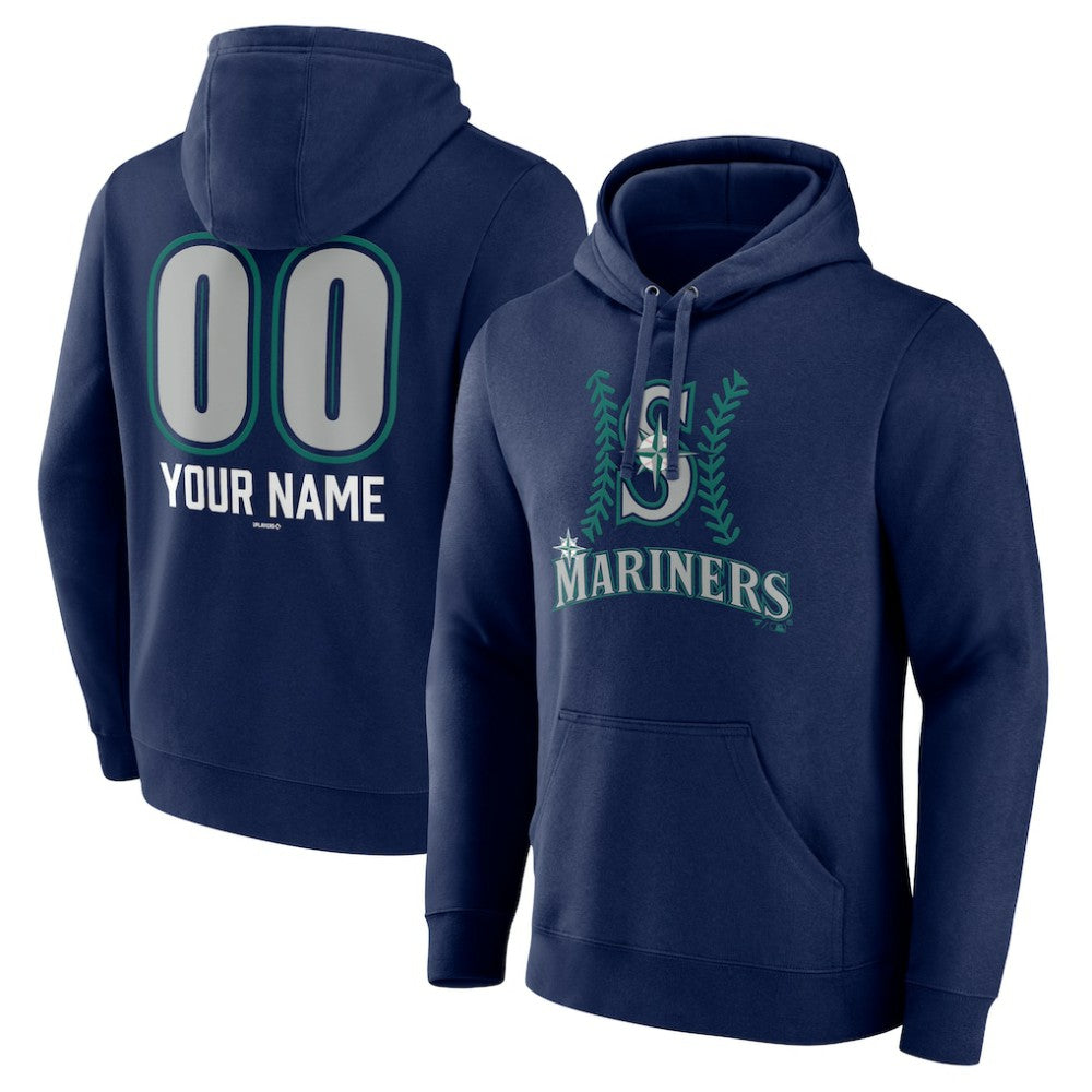 Seattle Mariners Personalized Name & Number Fastball Pullover Hoodie Navy