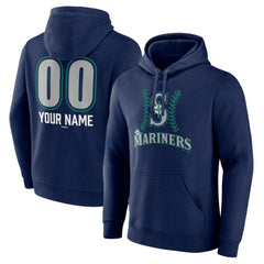 Seattle Mariners Personalized Name & Number Fastball Pullover Hoodie Navy