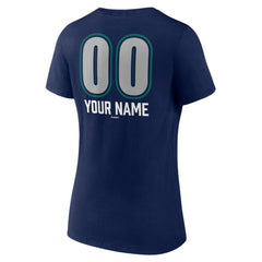 Seattle Mariners Women's Personalized Name & Number Fastball V-Neck T-Shirt Navy