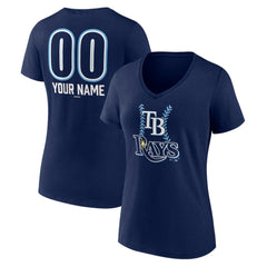 Tampa Bay Rays Women's Personalized Name & Number Fastball V-Neck T-Shirt Navy
