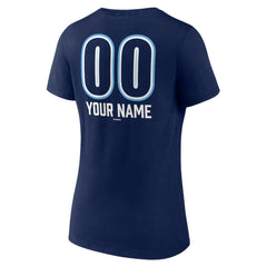 Tampa Bay Rays Women's Personalized Name & Number Fastball V-Neck T-Shirt Navy