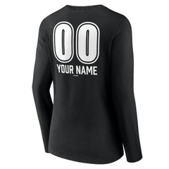 Los Angeles Dodgers Women's Personalized Name & Number Fastball Long Sleeve V-Neck T-Shirt Black