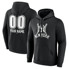 New York Yankees Personalized Name & Number Fastball Pullover Hoodie Black