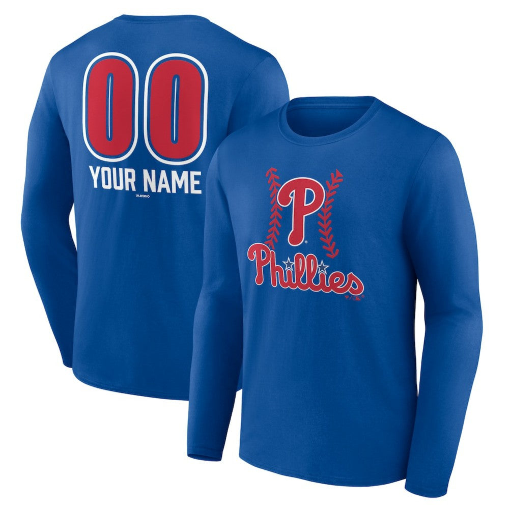 Philadelphia Phillies Personalized Name & Number Fastball Long Sleeve T-Shirt Royal
