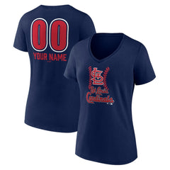 St. Louis Cardinals Women's Personalized Name & Number Fastball V-Neck T-Shirt Navy