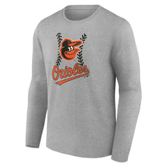 Baltimore Orioles Personalized Name & Number Fastball Long Sleeve T-Shirt Gray
