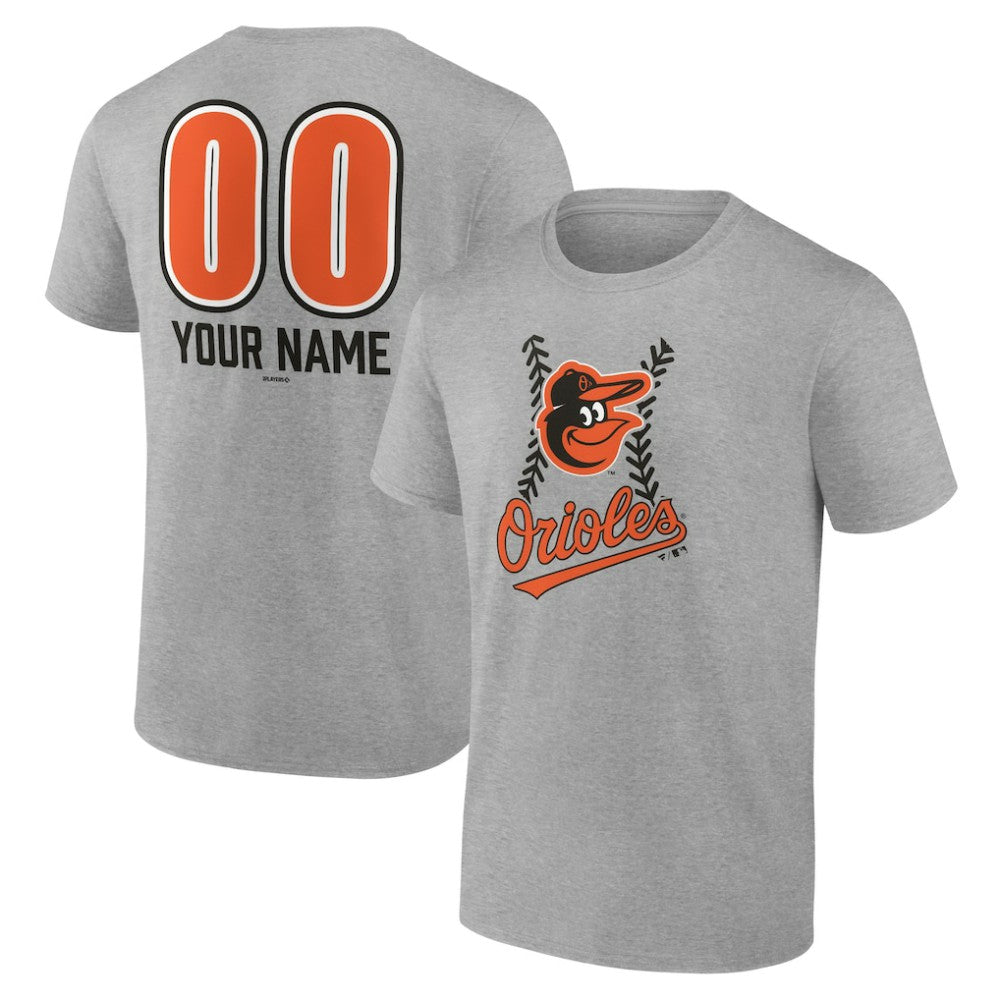 Baltimore Orioles Personalized Name & Number Fastball T-Shirt Heather Gray