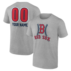 Boston Red Sox Personalized Name & Number Fastball T-Shirt Heather Gray