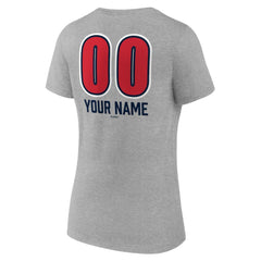 Boston Red Sox Women's Personalized Name & Number Fastball V-Neck T-Shirt Gray