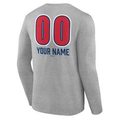 Chicago Cubs Personalized Name & Number Fastball Long Sleeve T-Shirt Gray