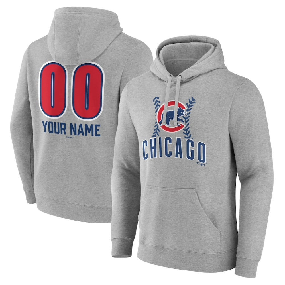 Chicago Cubs Personalized Name & Number Fastball Pullover Hoodie Gray