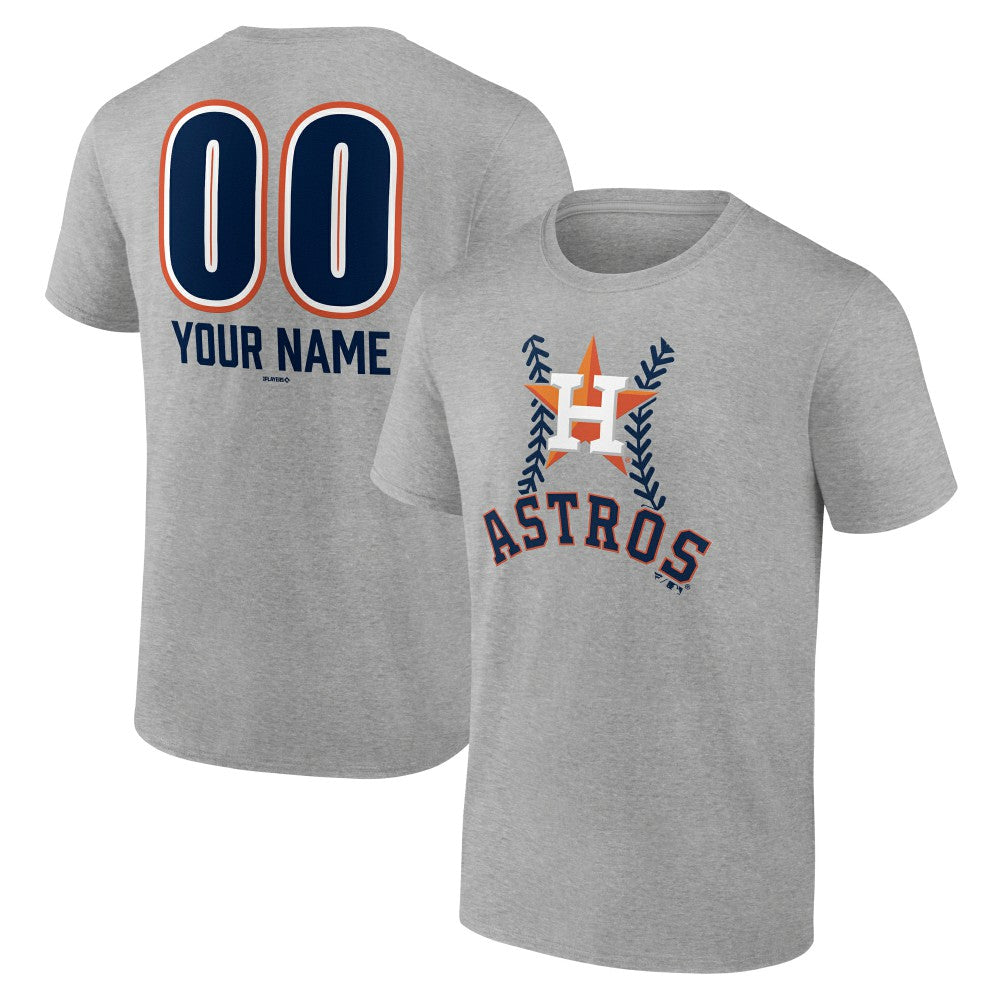 Houston Astros Personalized Name & Number Fastball T-Shirt Heather Gray