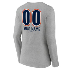 Houston Astros Women's Personalized Name & Number Fastball Long Sleeve V-Neck T-Shirt Gray