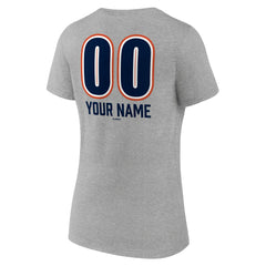 Houston Astros Women's Personalized Name & Number Fastball V-Neck T-Shirt Gray
