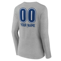 Los Angeles Dodgers Women's Personalized Name & Number Fastball Long Sleeve V-Neck T-Shirt Gray