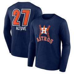 Jose Altuve Houston Astros Fastball Player Name & Number Long Sleeve T-Shirt Navy