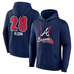 Matt Olson Atlanta Braves Fastball Player Name & Number Pullover Hoodie Navy
