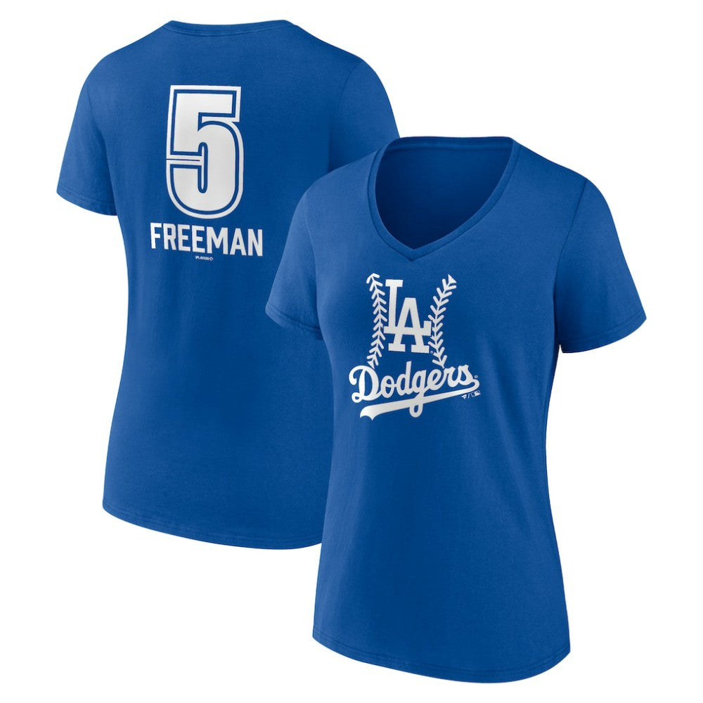 Freddie Freeman Los Angeles Dodgers Women's Fastball Player Name & Number V-Neck T-Shirt Royal