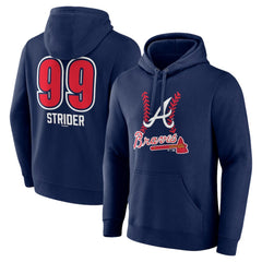 Spencer Strider Atlanta Braves Fastball Player Name & Number Pullover Hoodie Navy