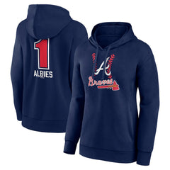 Ozzie Albies Atlanta Braves Women's Fastball Player Name & Number Pullover Hoodie Navy