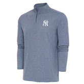 New York Yankees Antigua Hunk Quarter-Zip Top Heather Navy