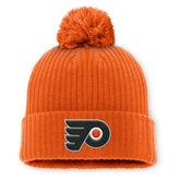 Philadelphia Flyers Fanatics Primary Logo Cuffed Knit Hat with Pom Orange