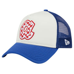 Atlanta Braves Checkered Flag A-Frame Trucker 9FORTY Adjustable Hat White/Royal | New Era