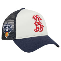 Boston Red Sox Checkered Flag A-Frame Trucker 9FORTY Adjustable Hat White/Navy | New Era