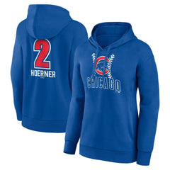 Nico Hoerner Chicago Cubs Women's Fastball Player Name & Number Pullover Hoodie Royal