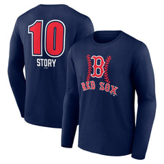 Trevor Story Boston Red Sox Fastball Player Name & Number Long Sleeve T-Shirt Navy