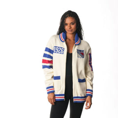 New York Rangers The Wild Collective Unisex Jacquard Full-Zip Sweater Cream