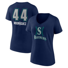 Julio Rodríguez Seattle Mariners Women's Name & Number Fastball V-Neck T-Shirt Navy