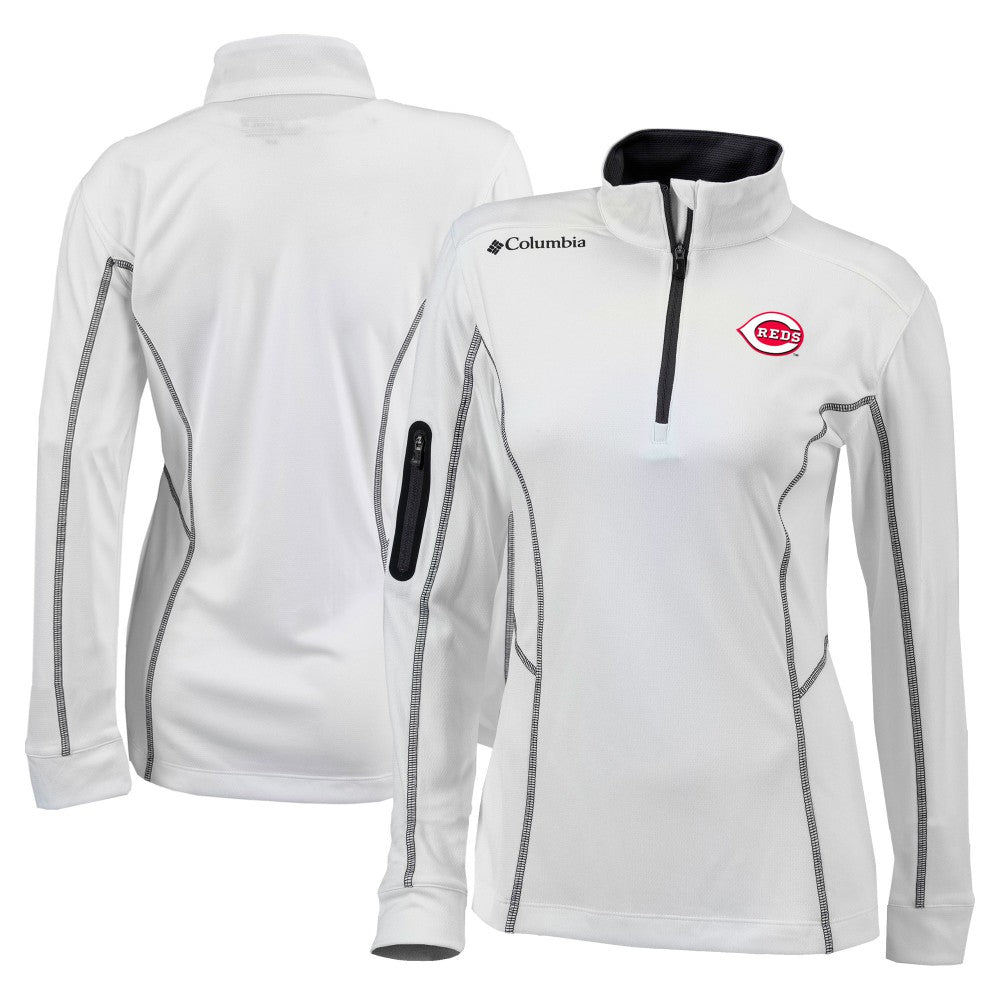 Cincinnati Reds Women's Omni-Wick Shotgun Quarter-Zip Pullover Top White | Columbia