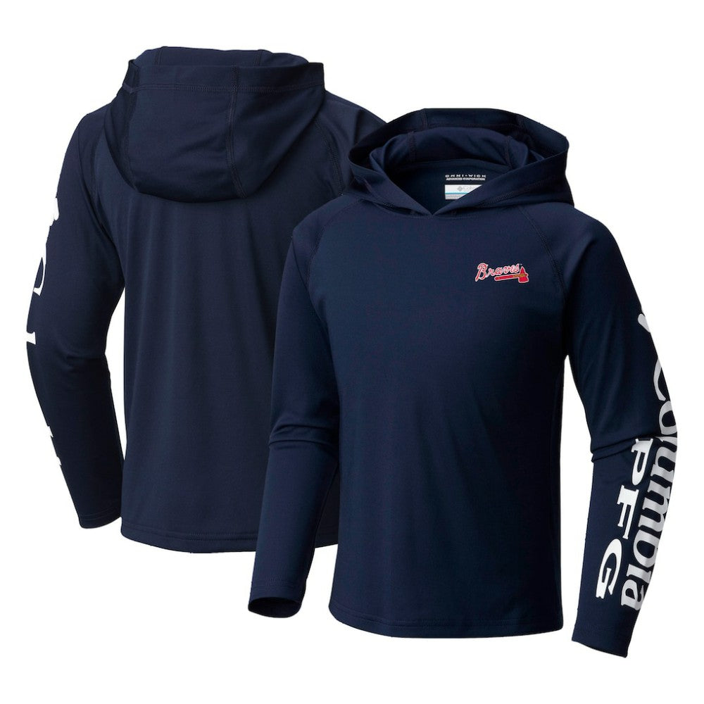 Atlanta Braves Youth Terminal Tackle Long Sleeve Hoodie T-Shirt Navy | Columbia