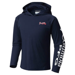 Atlanta Braves Youth Terminal Tackle Long Sleeve Hoodie T-Shirt Navy | Columbia