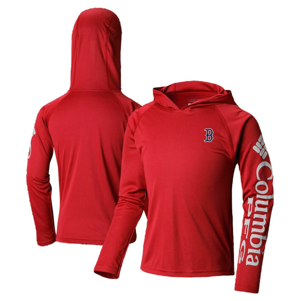 Boston Red Sox Youth Terminal Tackle Long Sleeve Hoodie T-Shirt Red | Columbia