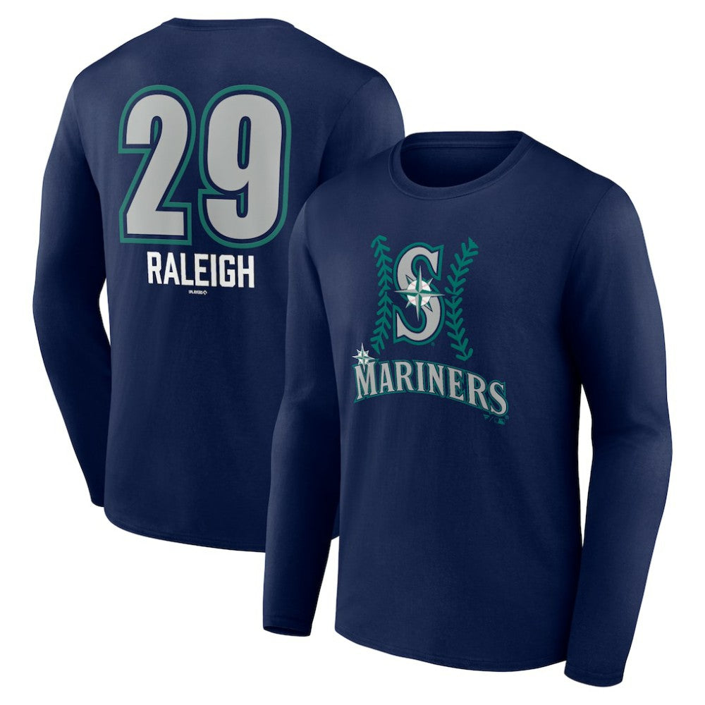 Cal Raleigh Seattle Mariners Name & Number Fastball Long Sleeve T-Shirt Navy